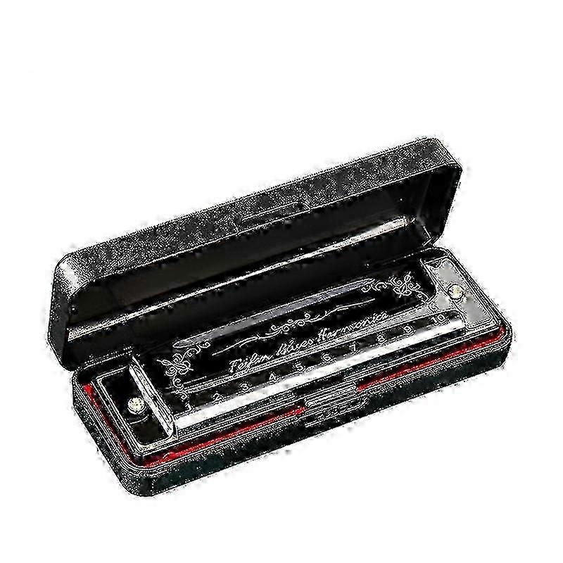 10 Hole 20 Harmonica Blues Deluxe Harmonica Beginner C Harmonica - Black f26