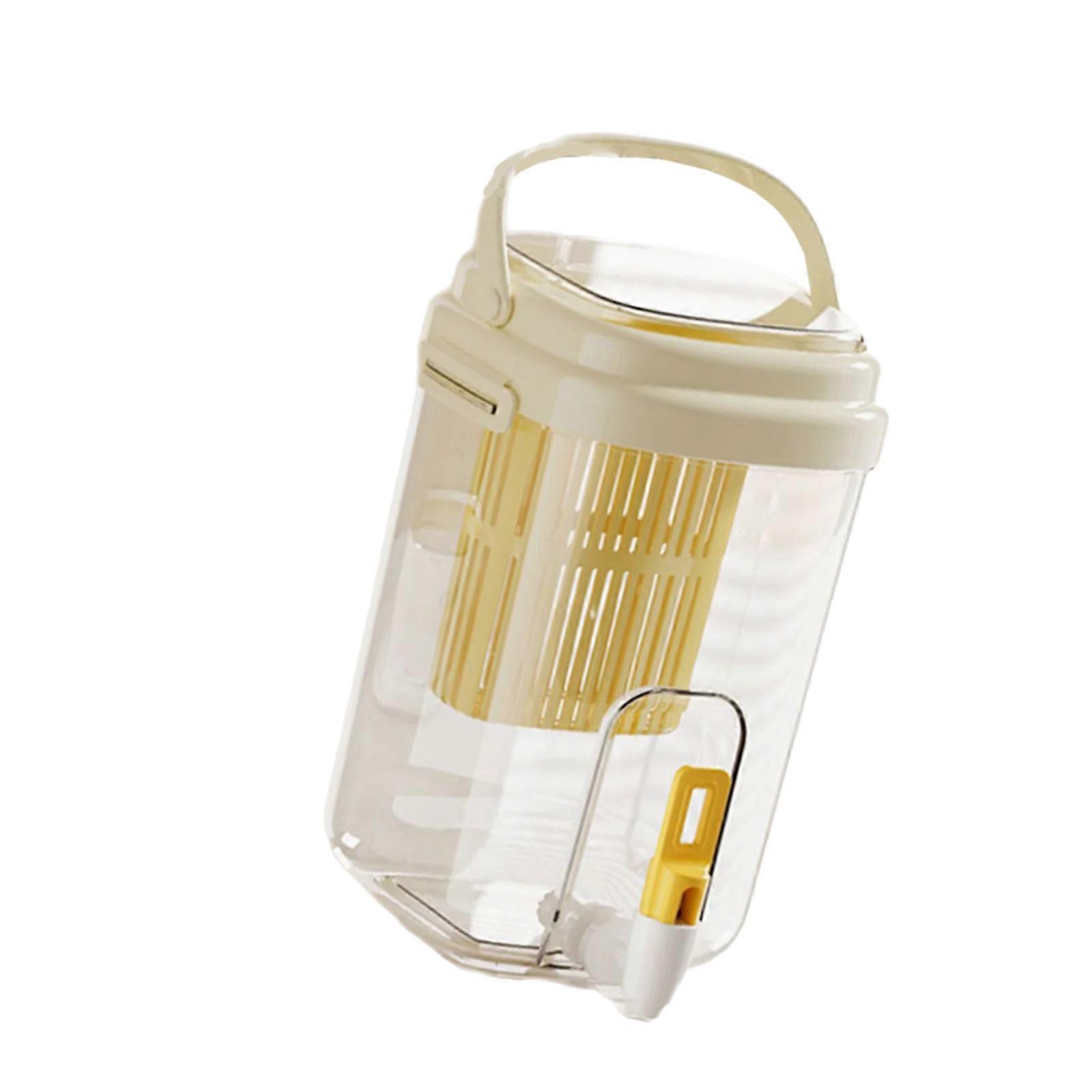 Beverage Dispenser with Tap Leak Proof Plastic Cold Drink Container with Spigot Large Capacity Pitcher for Refrigerator  Yellow