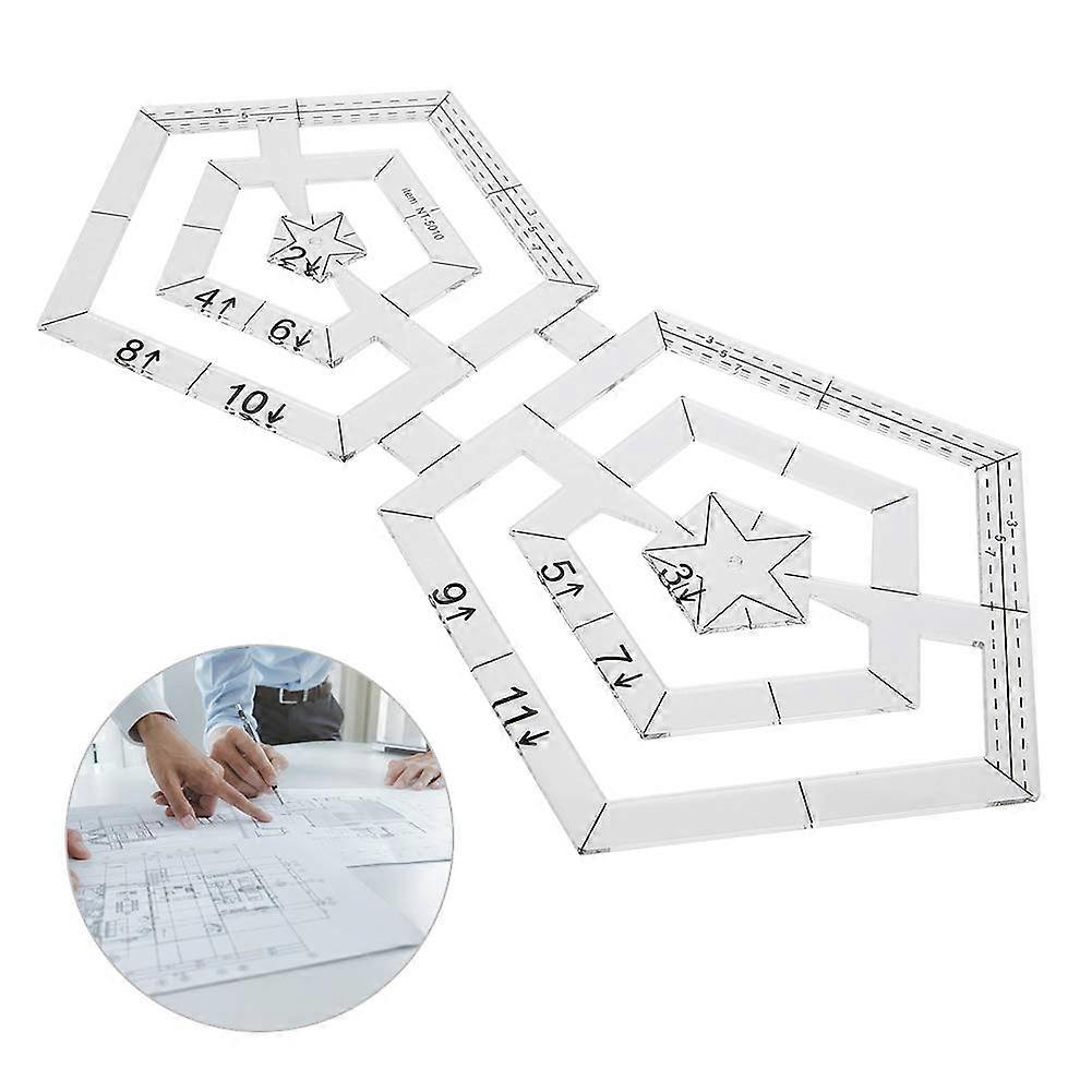 Double Pentagon Quilting Rulers Acrylic Transparent Patchwork Sewing and Drawing Tool