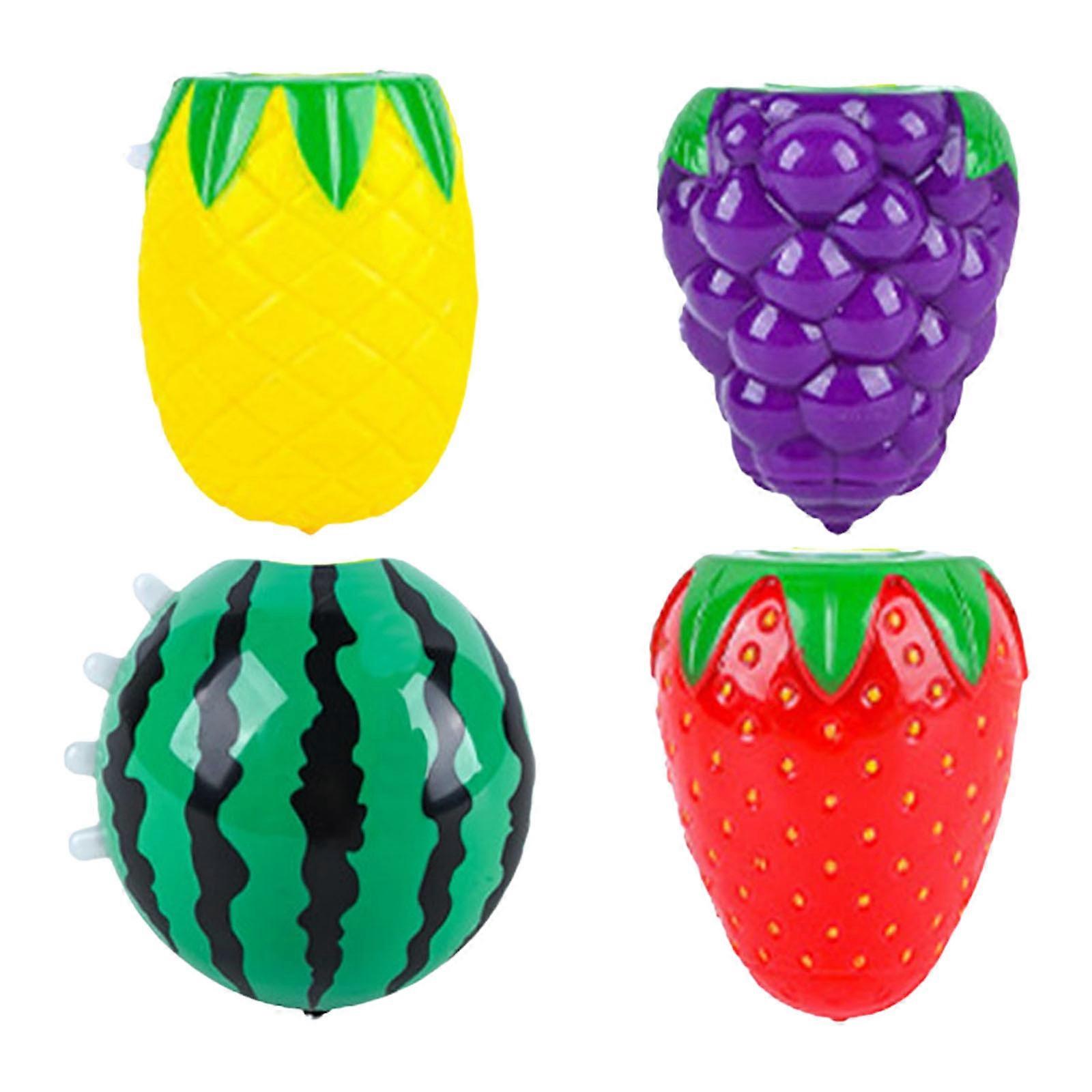 Fruit Theme Spin Tops 4PCS LED Light Up Gyro Toy With Dynamic Music Interactive Game For Children Party Activity Multicolor