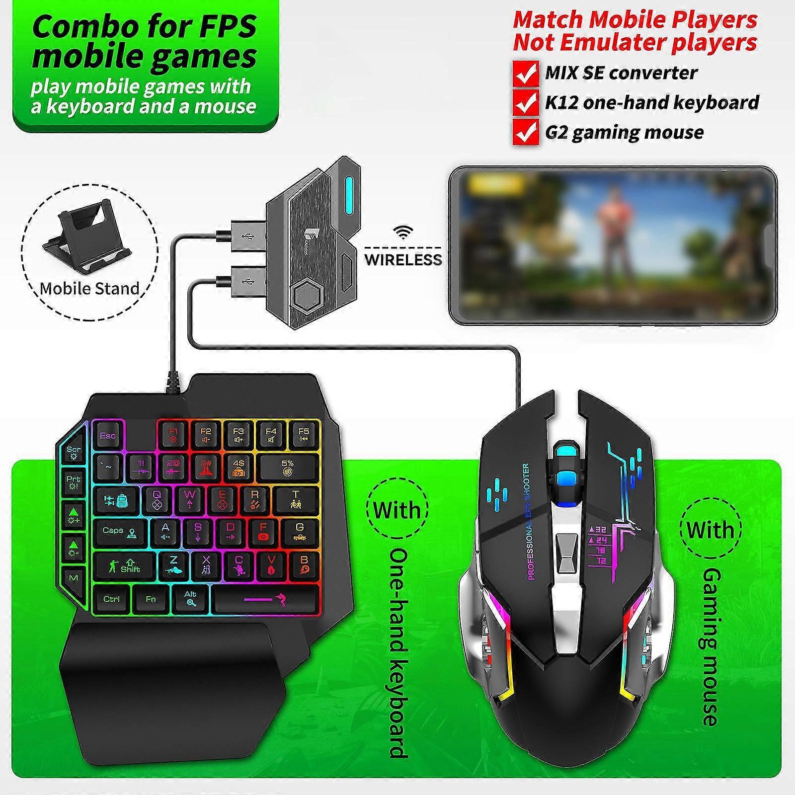 Mixse Chicken Eating Suit Bluetooth Mobile Game Keyboard Mouse Converter Android Ios Universal Automatic Gu-n Pressing Assistant