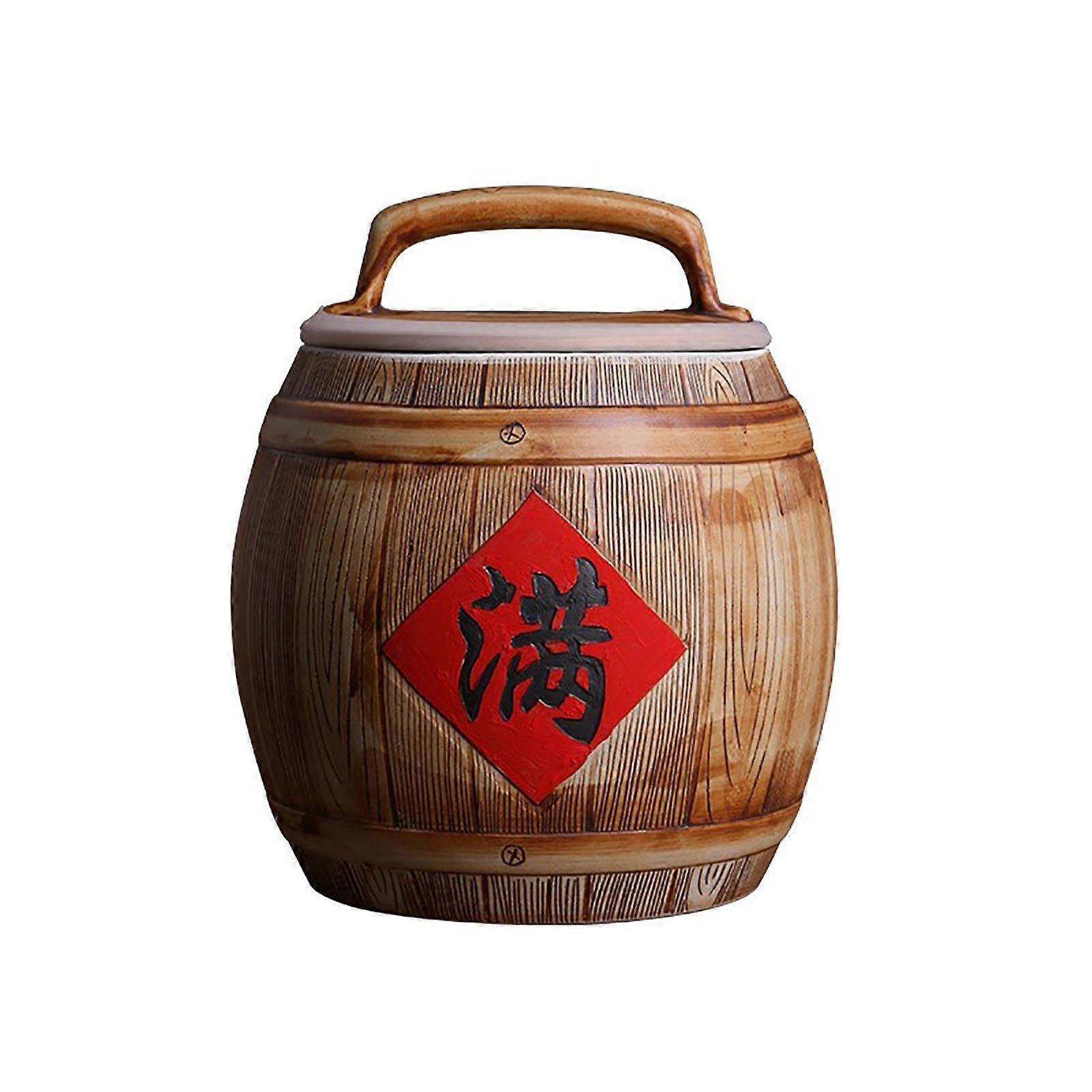 Ceramic Rice Jar With Lid, Large Capacity Pantry Storage Container, For Rice, Corn, Wheat, Oats, Medium Size