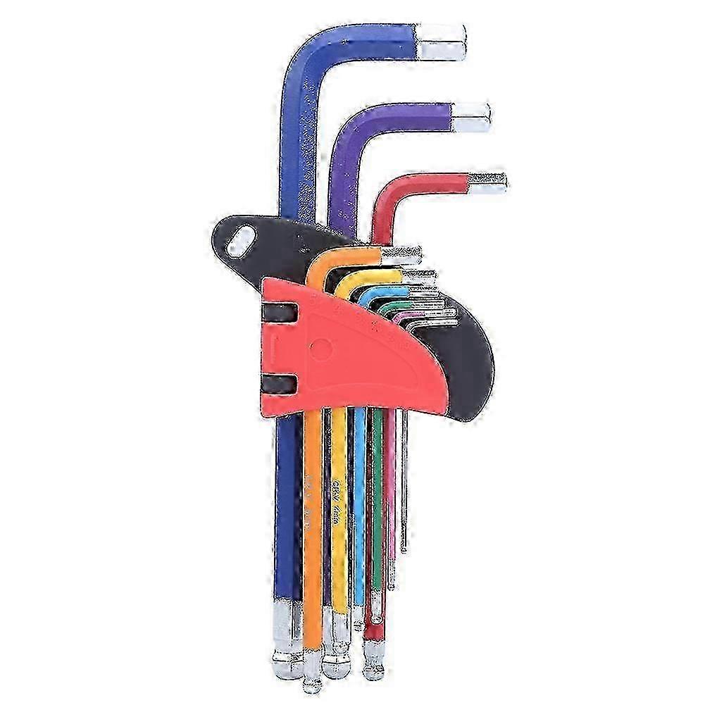 Hex Socket Wrench Set CRV Flat Head Extended Spraying Plastics Hex Key Tools Set Colourful Type E