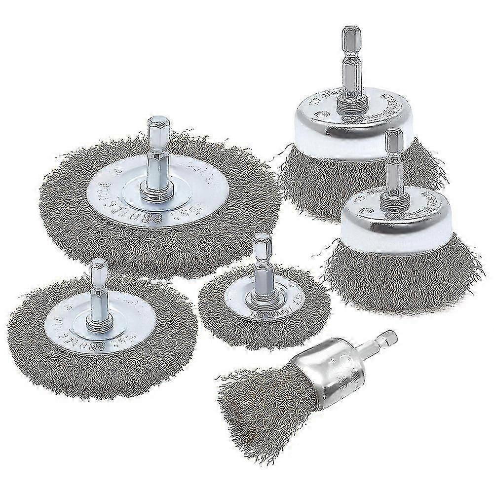 6 Pack Wire Brush Attachment Set For Drill, Brass Coated (tangling)