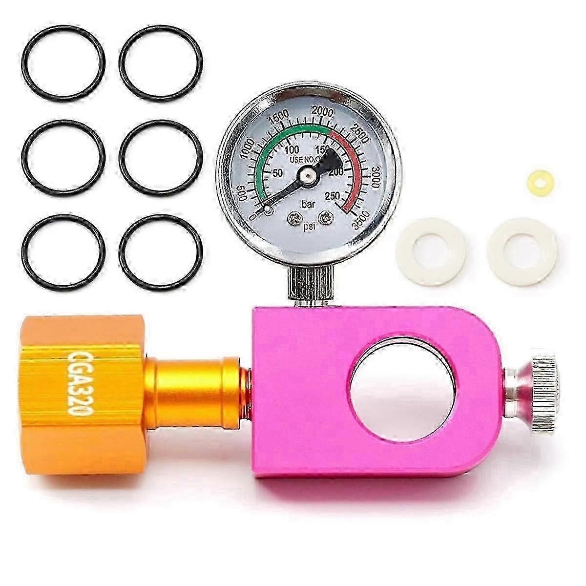 CO2 Refill Adapter for Soda, Filling Adapter with Pressure Gauge and Release Valve, DUO Terra Art Soda CGA320 Co2 Tank