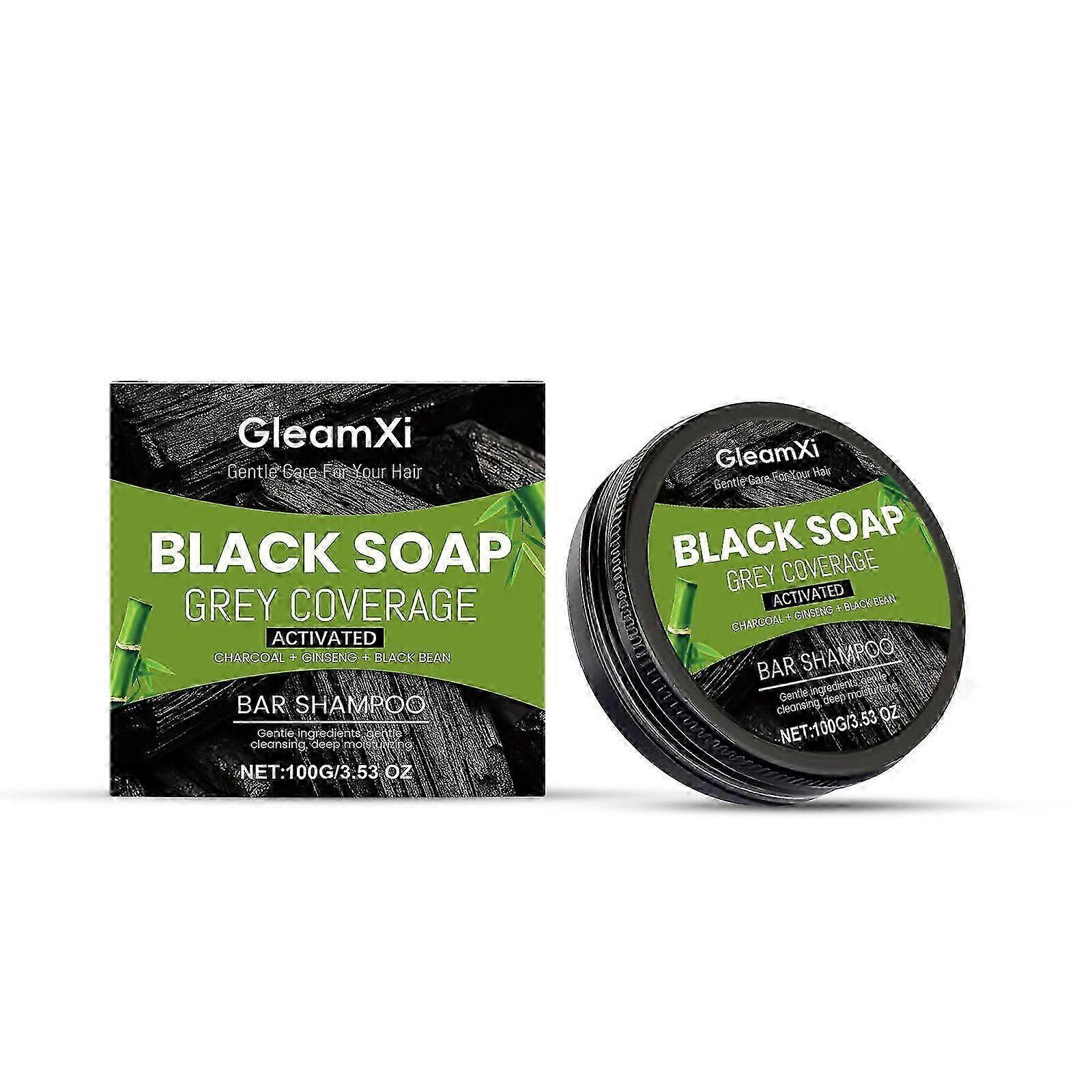 Natural Black Soap For Gray Hair Coverage, Gray Hair Reverse Bar Shampoo, Nourishing & Revitalizing Formula with Bamboo Charcoal, Ginseng, and Black B