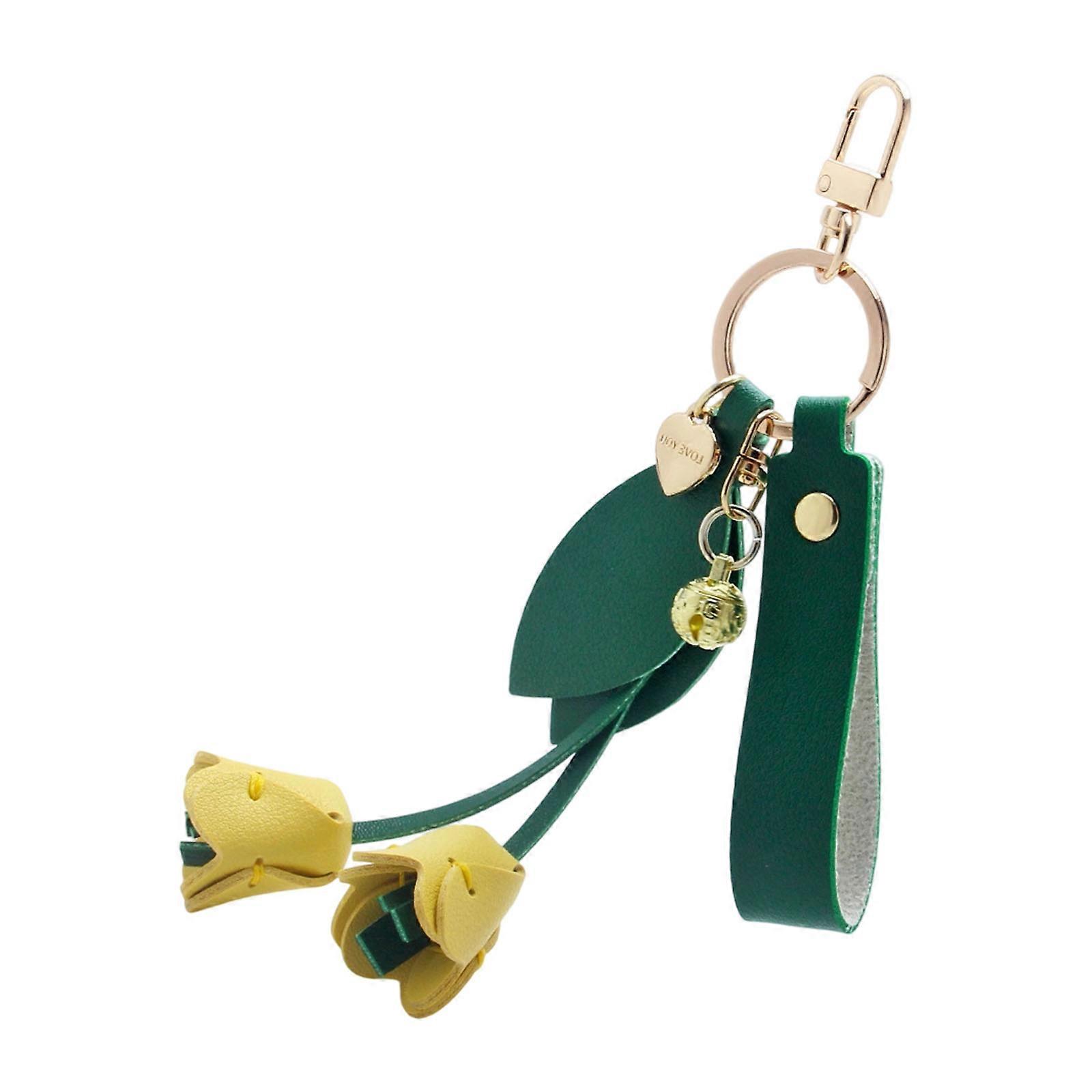 Additional PU Keychain Blossomy Pattern Mixture Hook Women Accessories Permanent Thin Carry Item  Yellow