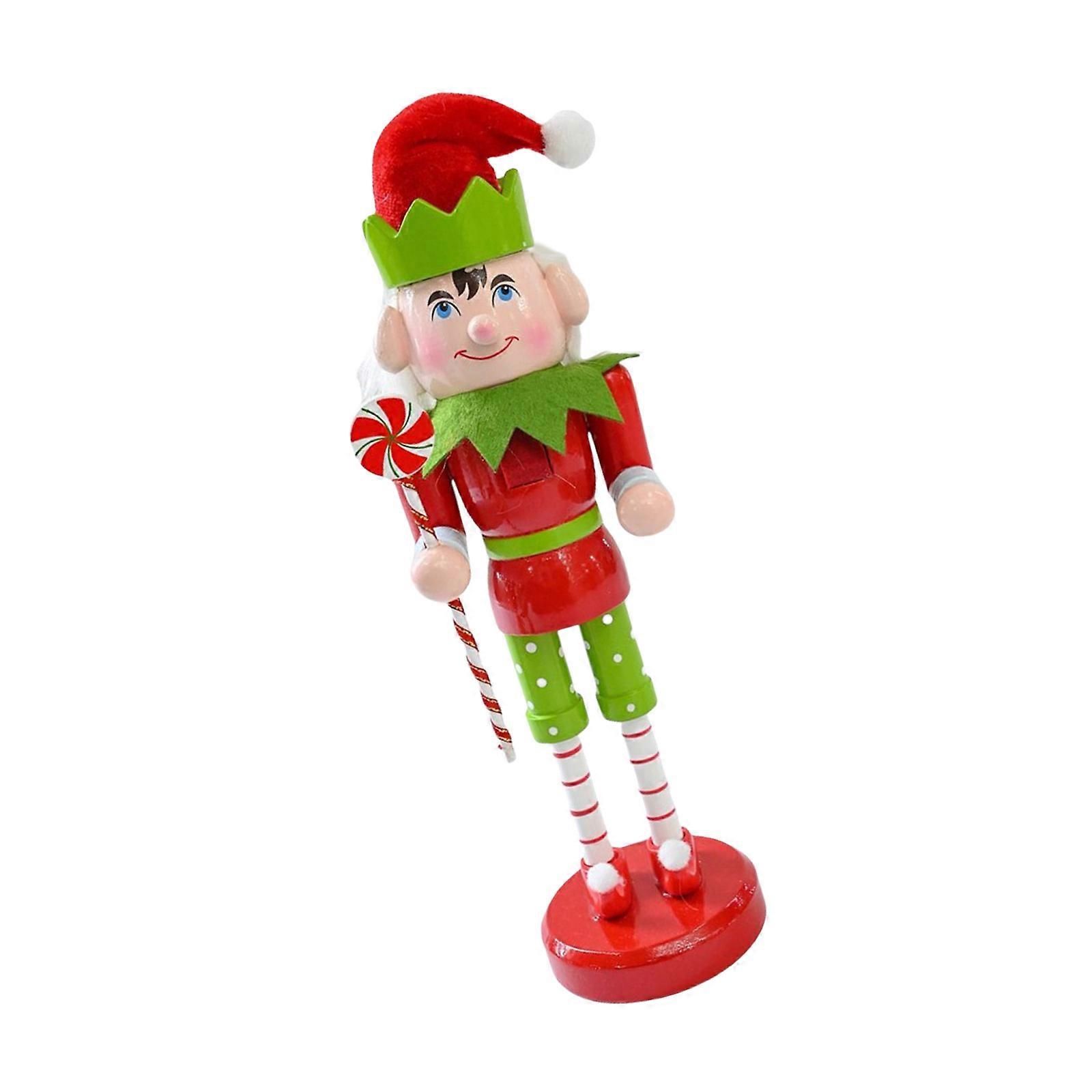 25cm Handmade Wood Nutcrackers Figurine for Office Display Handmade Desktop Ornament Stylish Tabletop Statue Decoration Multicolor