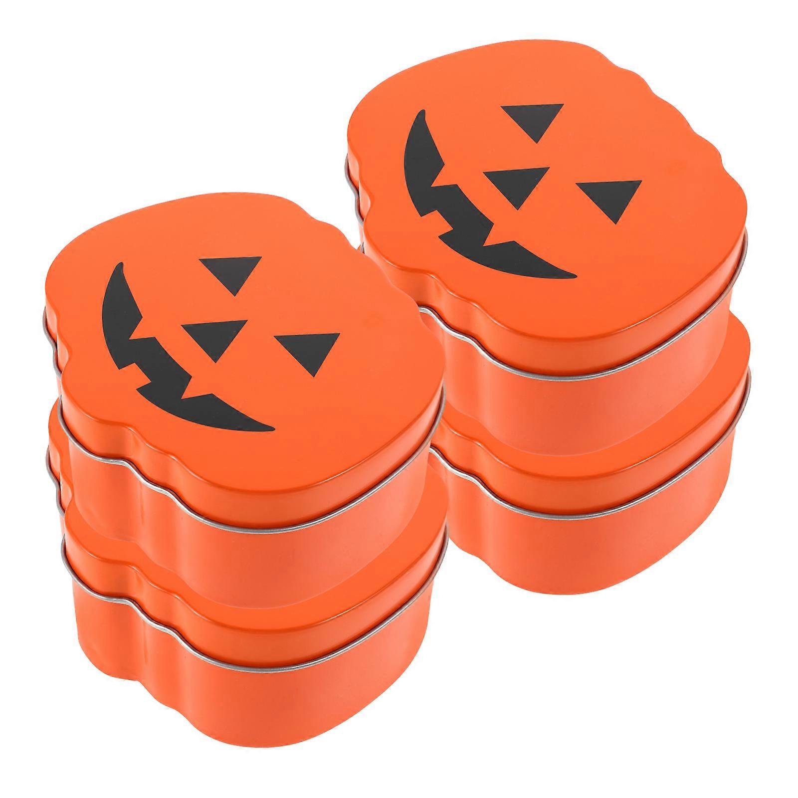 South Box for Party Use 4Pcs Metal Pumpkin Candy Storage Boxes