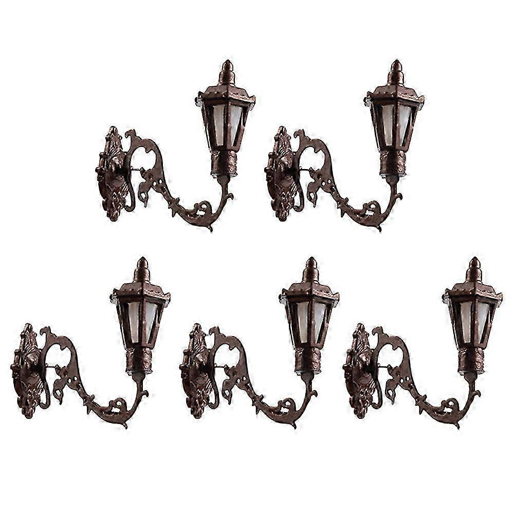 5pcs Miniature Wall Lamp Simulation Yard Wall Mounted Lamp Model Decorations