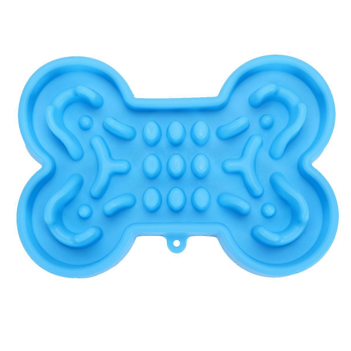 Bone Shape Dog Feeding Bowl Silicone Slow Feeder for Pet Use Blue
