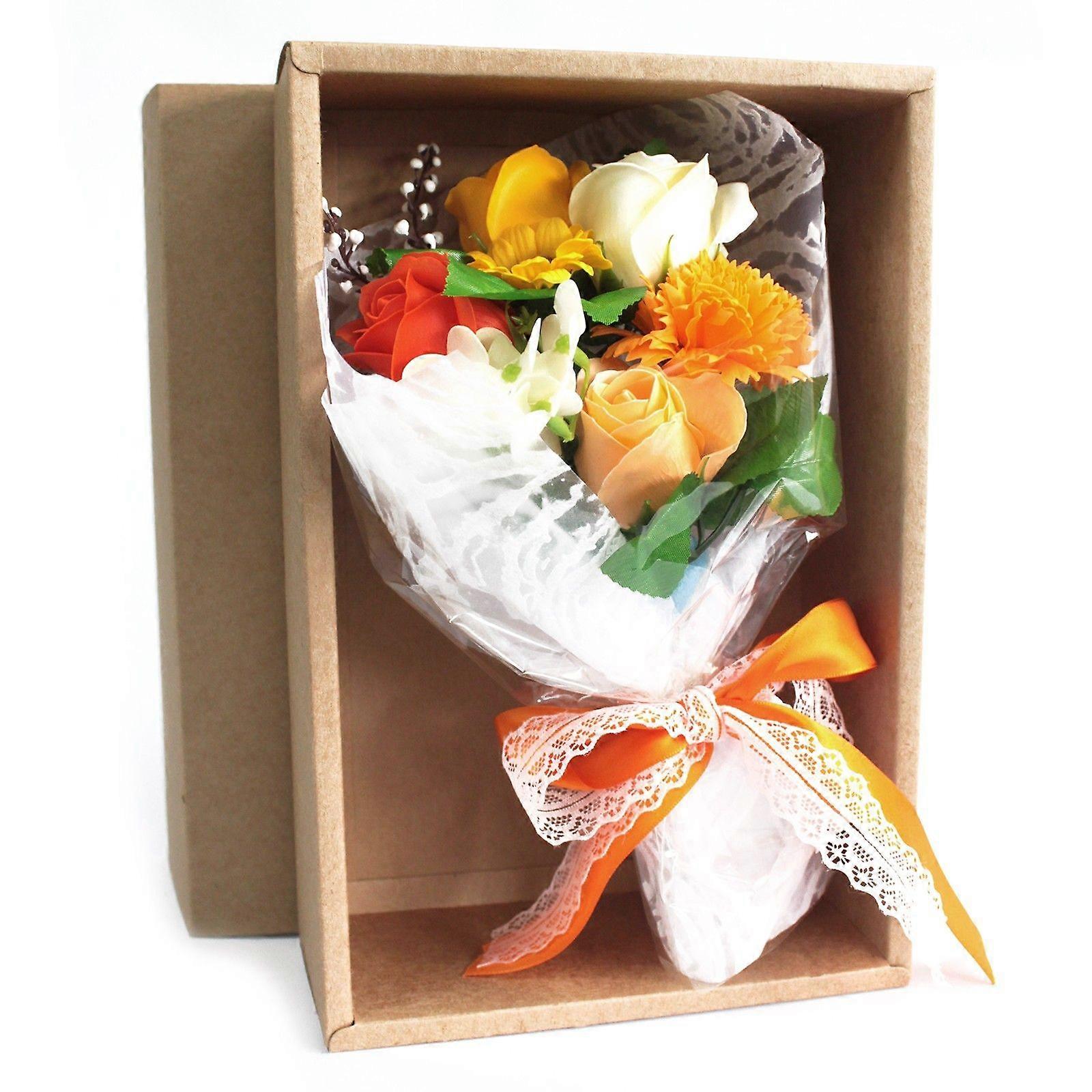 Boxed Hand Soap Flower Bouquet - Orange X 1