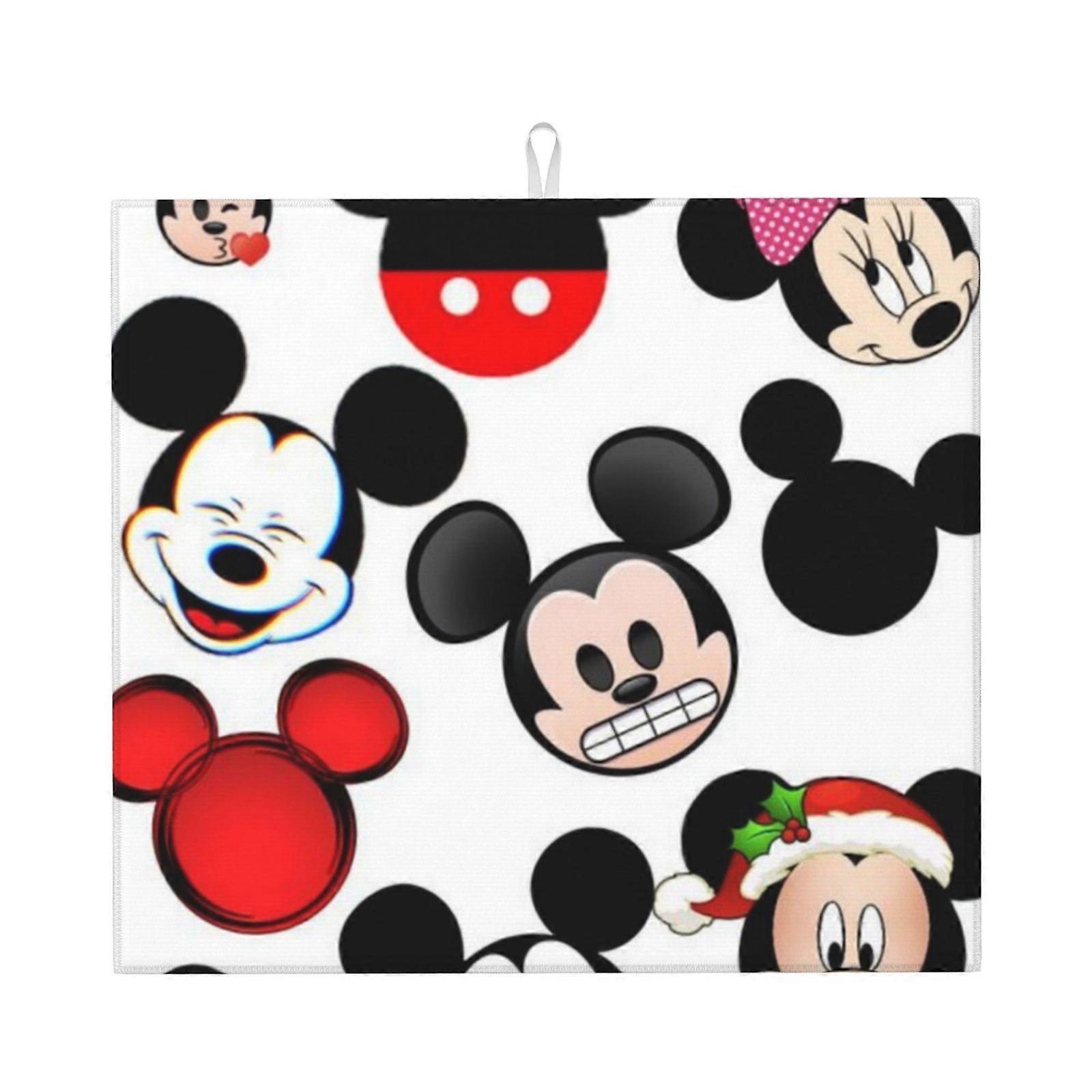 Mickey Mouse Dish Drying Mat For Kitchen Counter, Microfiber Dish Mat, Fast Absorbent Draining Pad