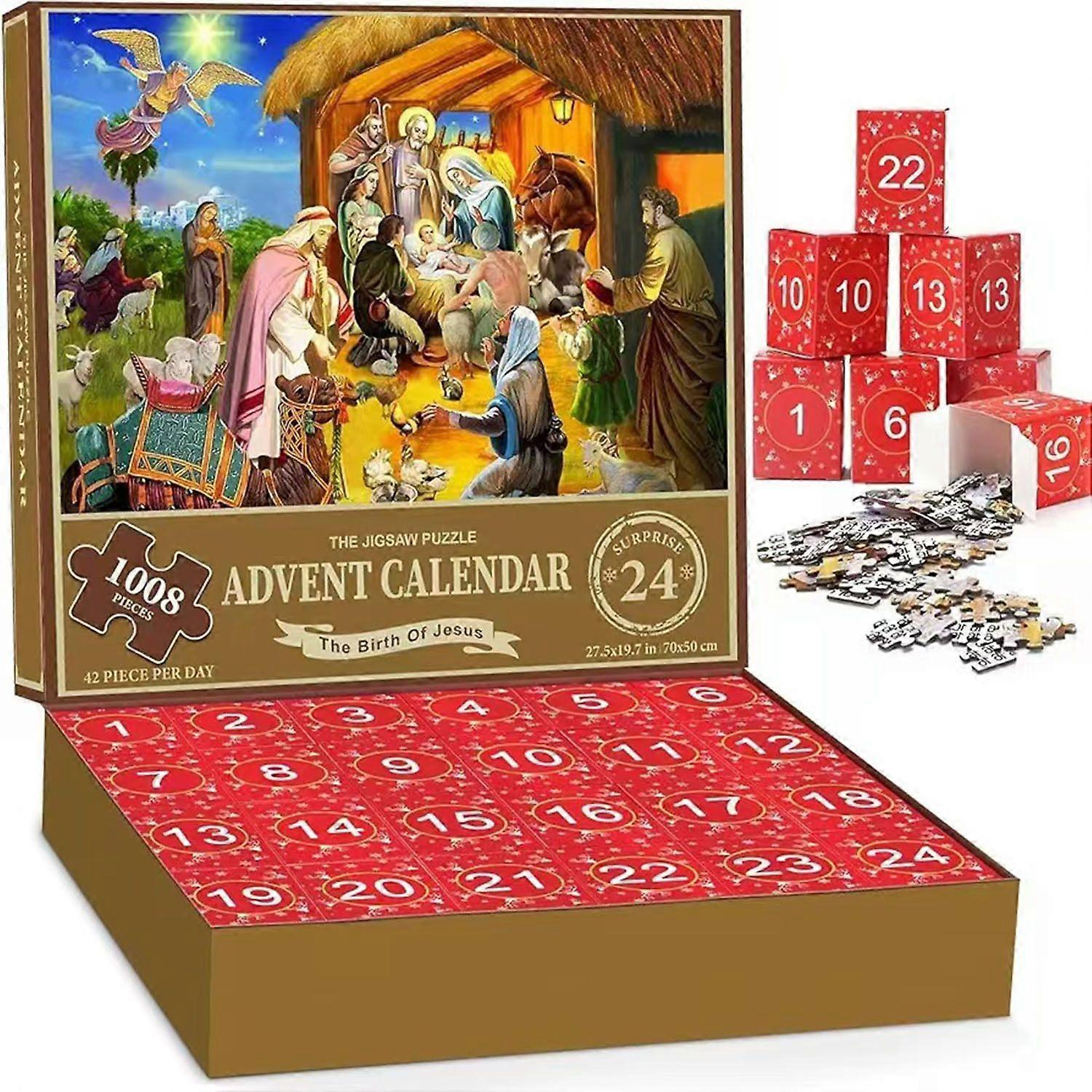 24-compartment Christmas countdown blind box, 1008-piece creative Christmas