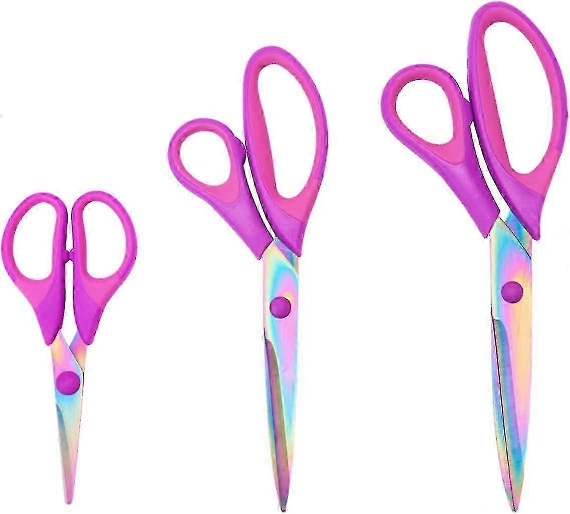Titanium Scissors Set 3-pack Fabric Scissors Rubber Soft Grip Sharp Blade Multipurpose Scissors Set