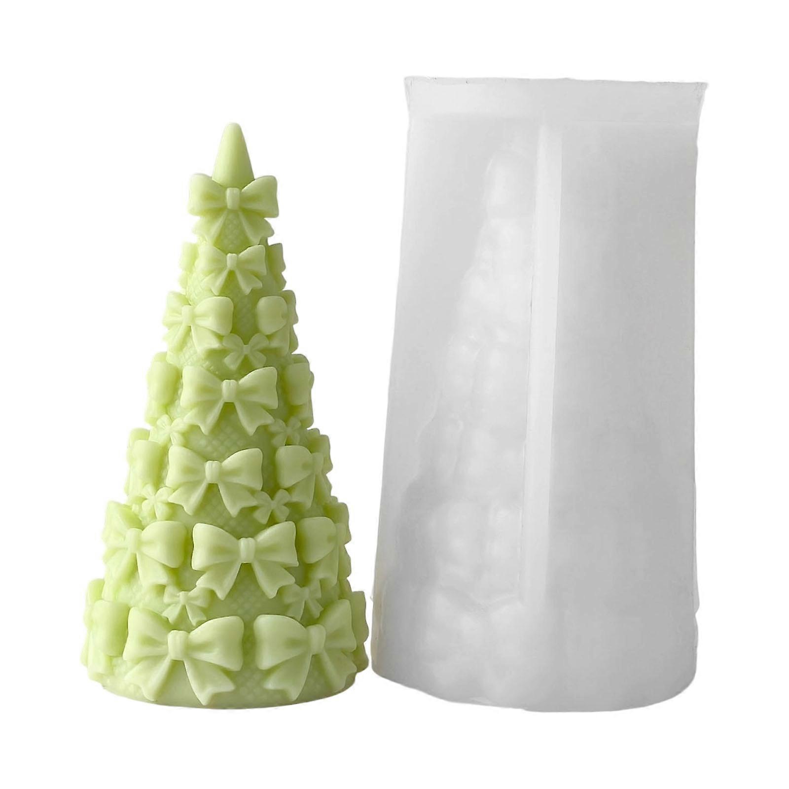 Silicone Mould With Christmas Tree Bowknot Designs Crafting Candle Soaps Chocolates Craft Projects Multicolor