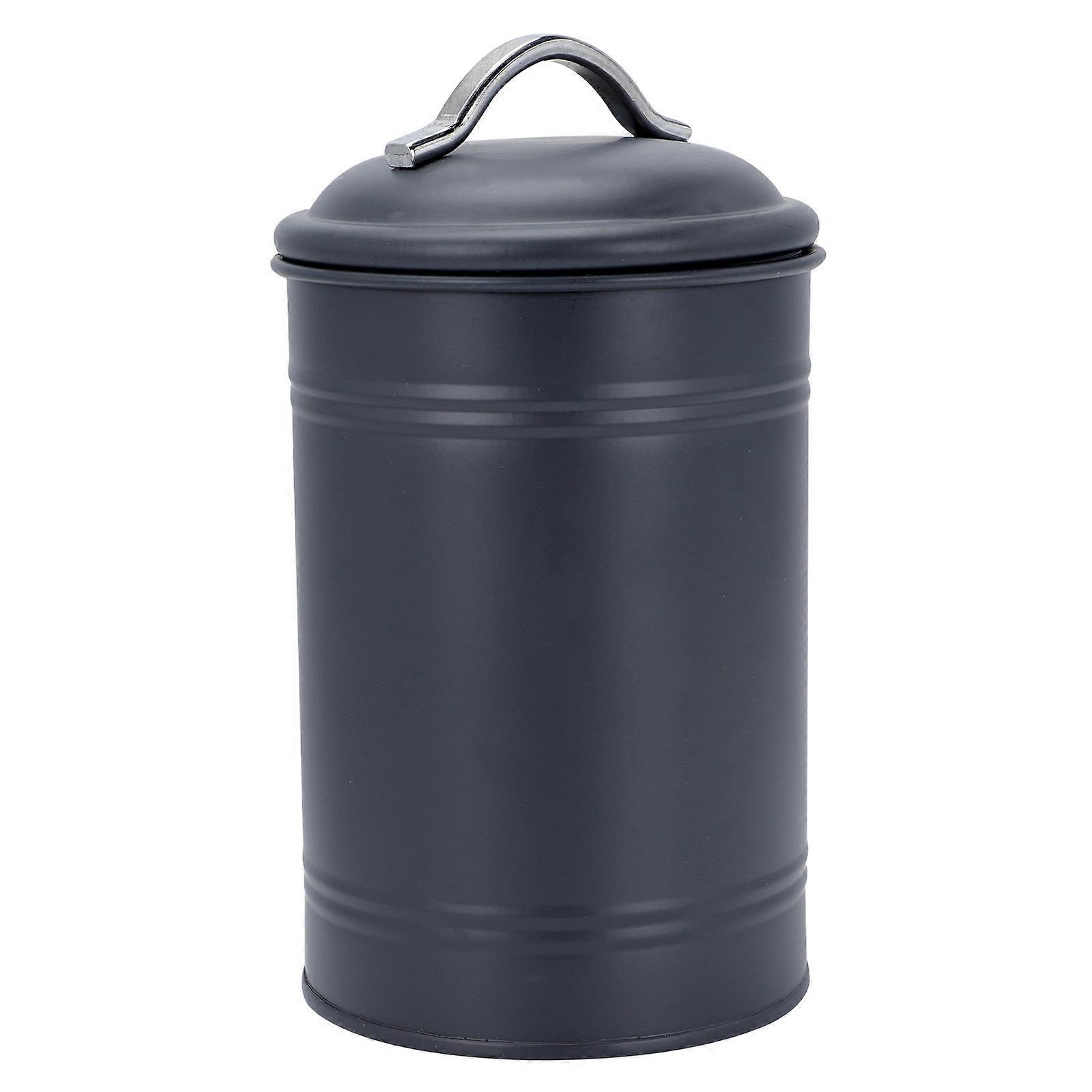 1pc Versatile Sealed Iron Kitchen Snack Storage Container (Charcoal Grey)