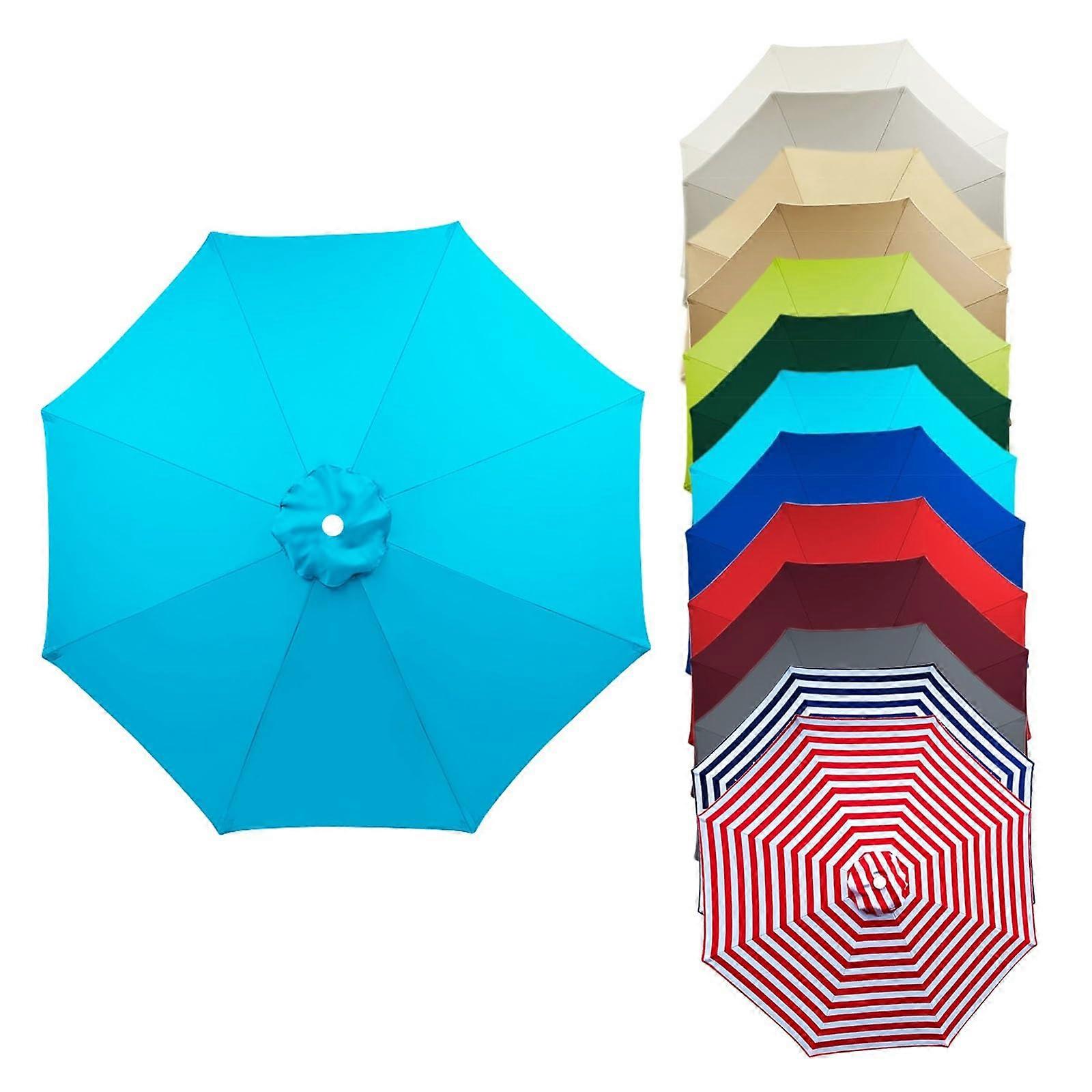Waterproof Patio Umbrella Replacement Canopy with UV Protection, Fits 6 or 8 Ribs, Lake Blue
