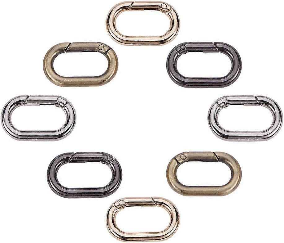 8 pcs 4 Colors Zinc Alloy Key Clasps Spring Oval Carabiner Snap Clip Hook Trigger Spring Keyring Buckle for Bags Purses Keychain
