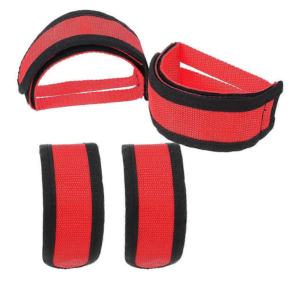 Red Bicycle Foot Straps for Secure Pedal Fixing 2Pair Adjustable Nylon Straps