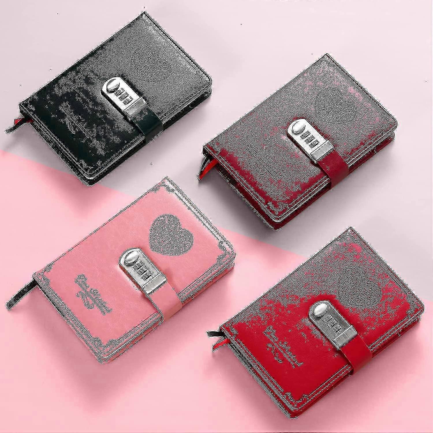 Password Lock Diary for Women, Leather Notebook with Secure Combination Lock
