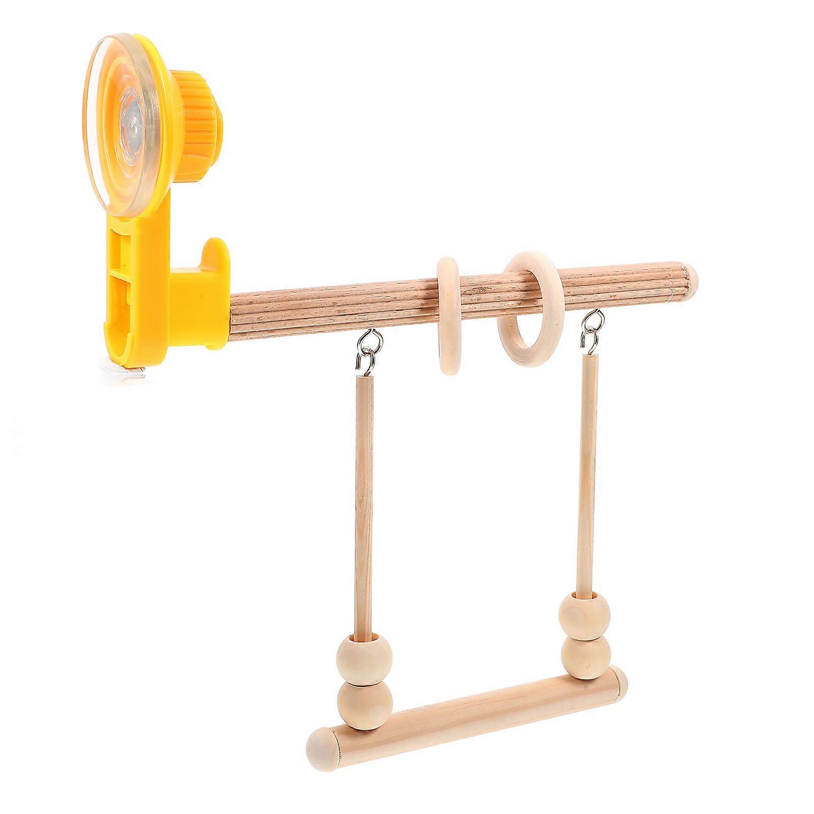 Wooden Multi-Functional Parrot Training Stand with Suction Cup for Pet Use Durable and Safe Multi
