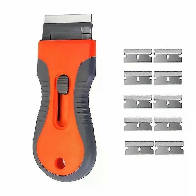 1 jeu de lames de retrait de colle avec 10 lames, couteau de r��glage t��lescopique, outil de grattoir de nettoyage pour enlever les ��tiquette