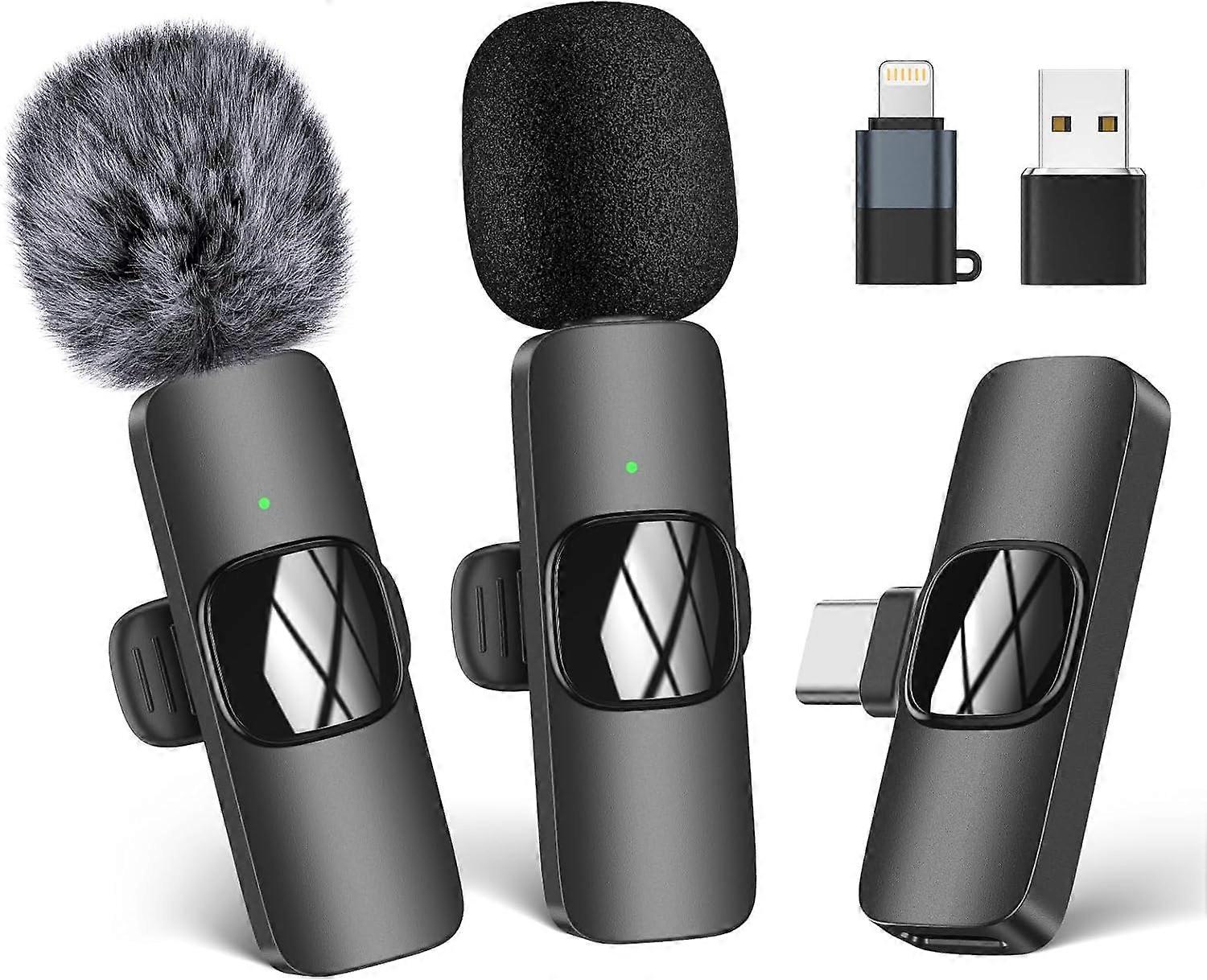 Wireless Lavalier Microphone for iPhone and Camera, Dual Mics with Noise Reduction for Video and Live Streaming