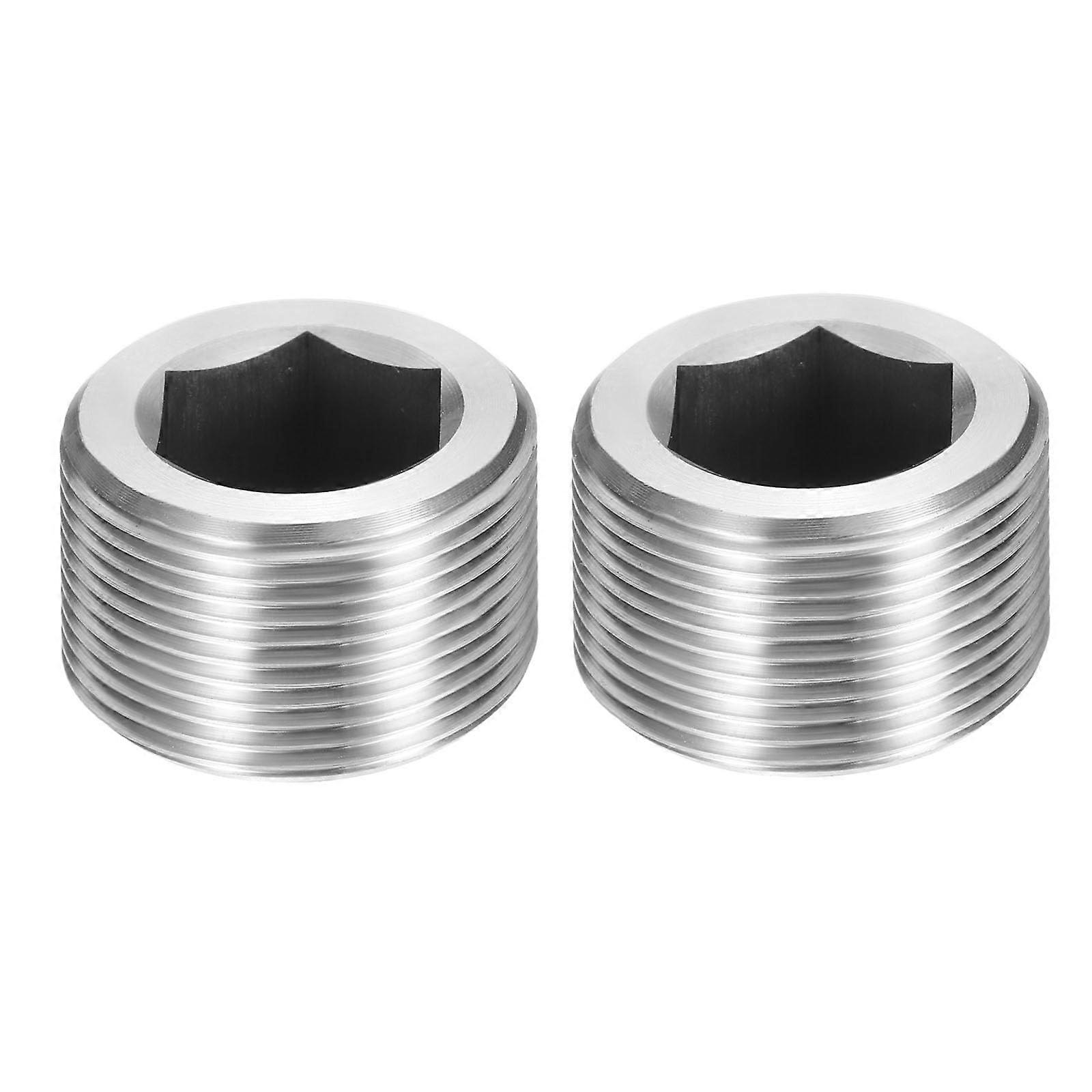 Pipe Plug 2 Pcs 304 Stainless Steel M30x1.5 Male Internal Hex Thread Socket Countersunk Silver Water Oil Gas Pipeline