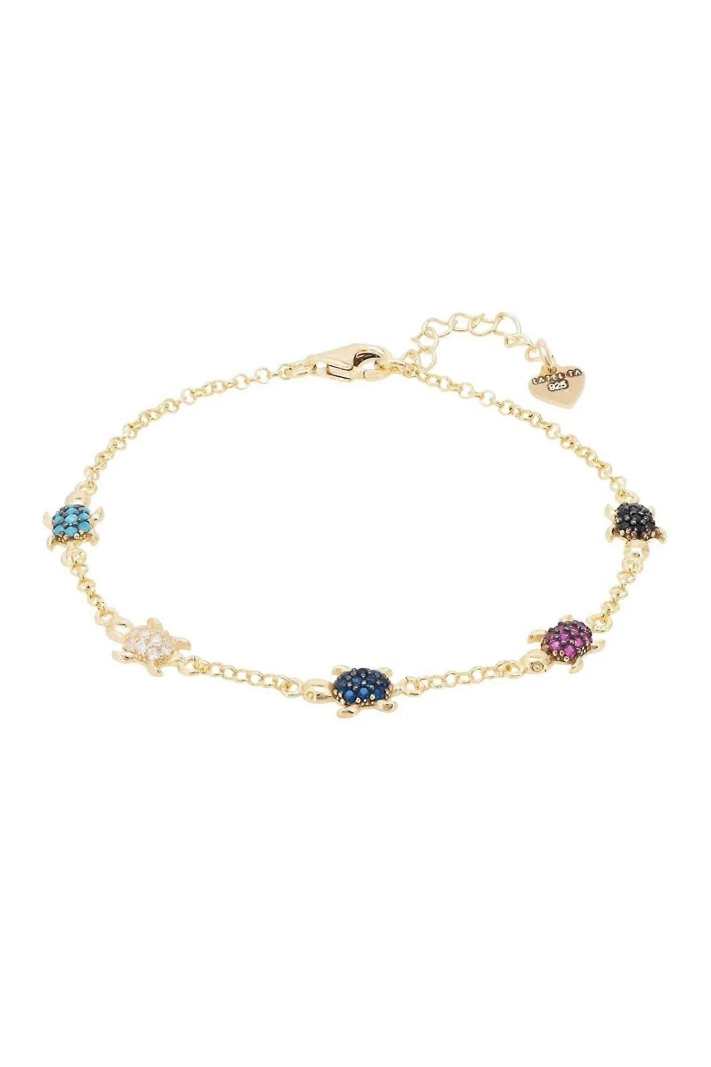 Latelita Women's 22ct Gold Plated Turtles Bracelet with AAA Grade Cubic Zirconia - Adjustable Fit for Female