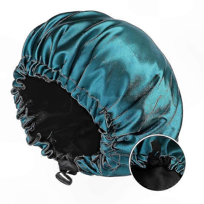 Double-Layer Satin Sleep Cap with Adjustable Fit for Comfort