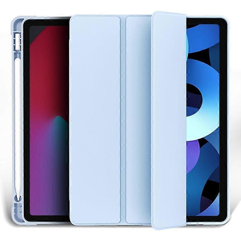 Capa elegante para iPad Pro 2024 de 11 polegadas, na cor branca gelo, com compartimento para caneta.