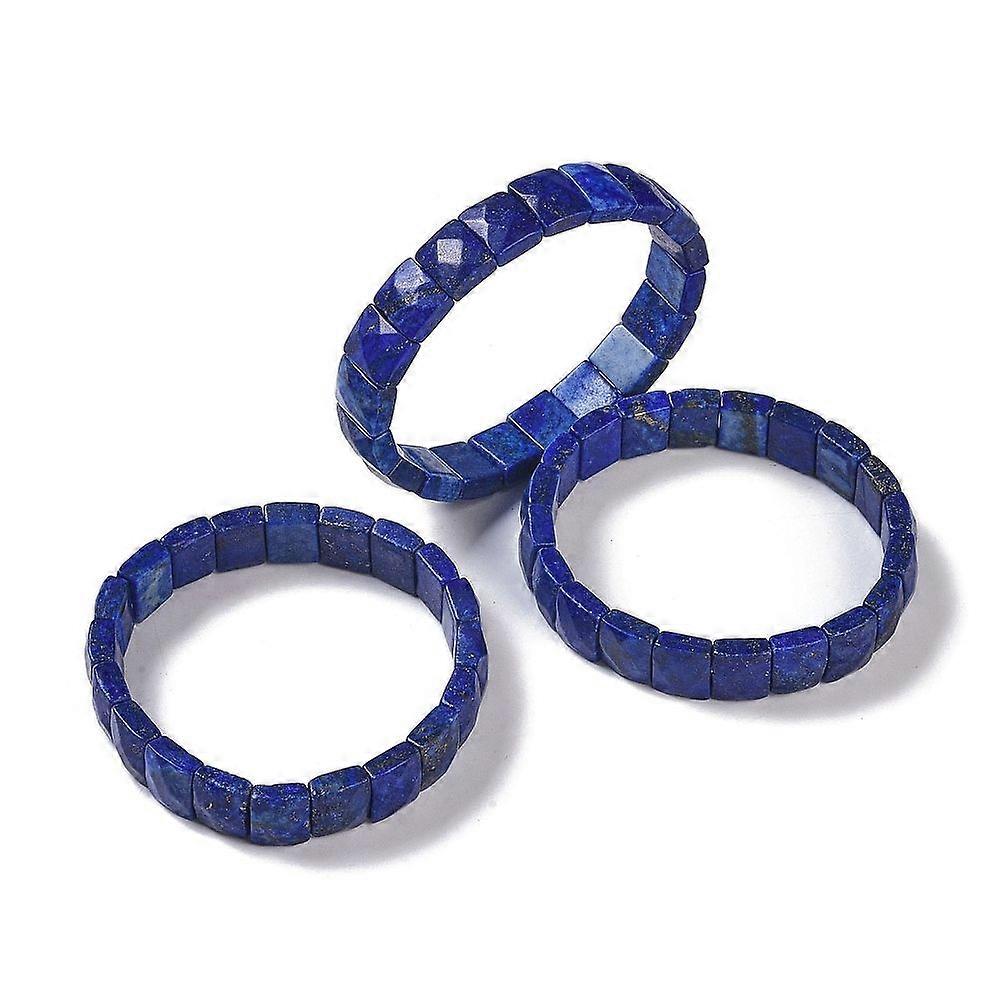 Natural Lazuli Stretch Bracelets Faceted Dye Rectangle 2-3/8 inch(6cm)
