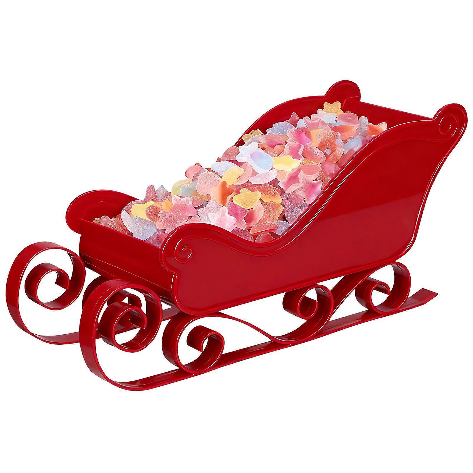 Christmas Sleigh Ornament Plastic Model for Decor Red Miniature