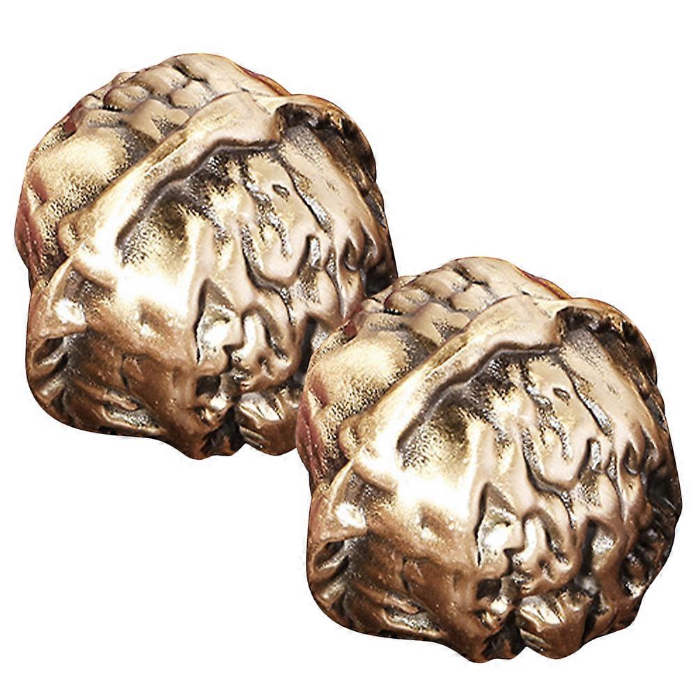 Golden Brass Walnuts Hand Exercise Balls for Strength Training 1Pair