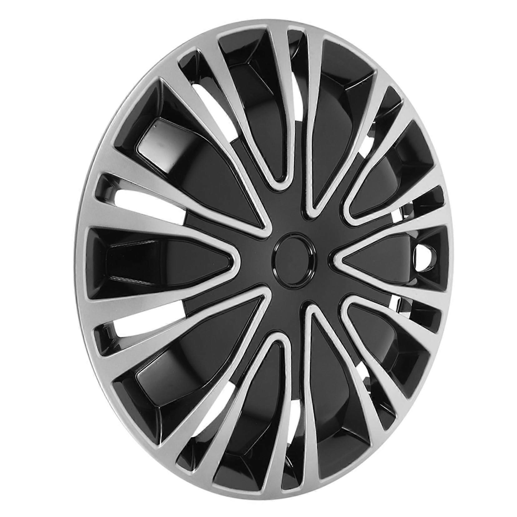 Car Wheel Hubcaps Silver Black PP Material Sleek Design Durable Impact Resistant Easy Installation