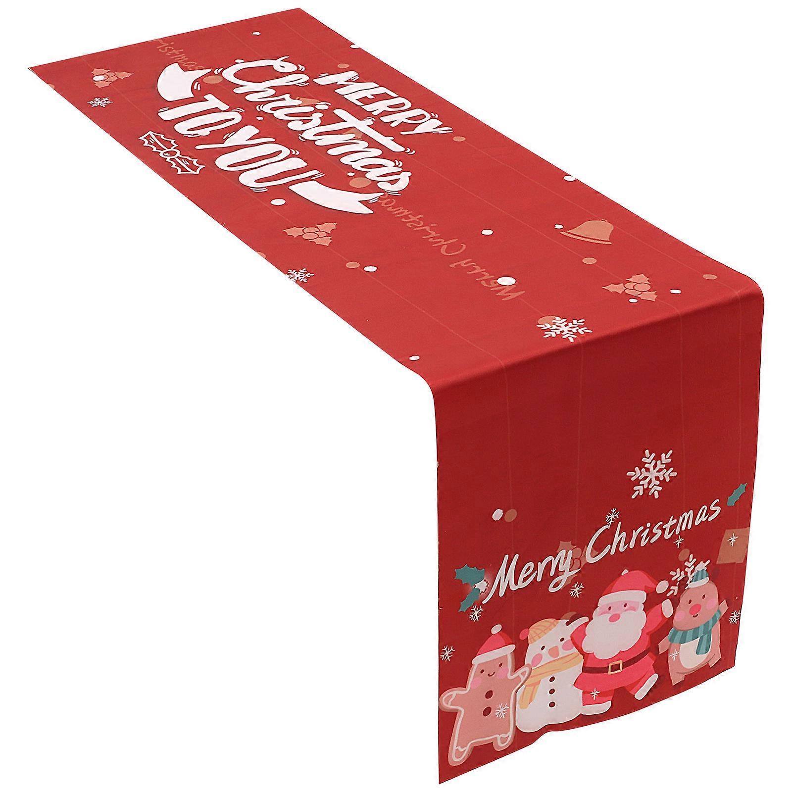Xmas Decorative Table Runner 5Pcs Christmas Theme Design For Dining Environment Creation Red Rectangular
