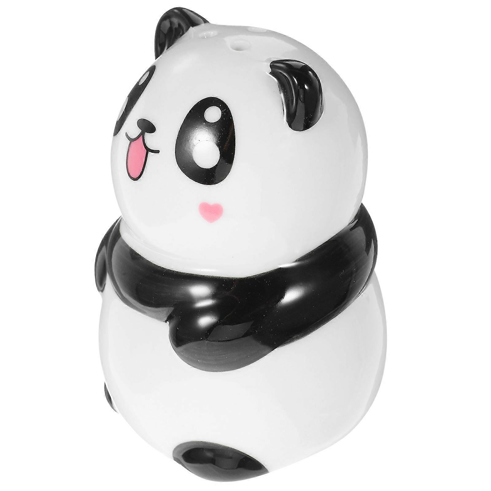 Ceramic Salt Shaker Cartoon Panda Shaped Spice Container for Cooking