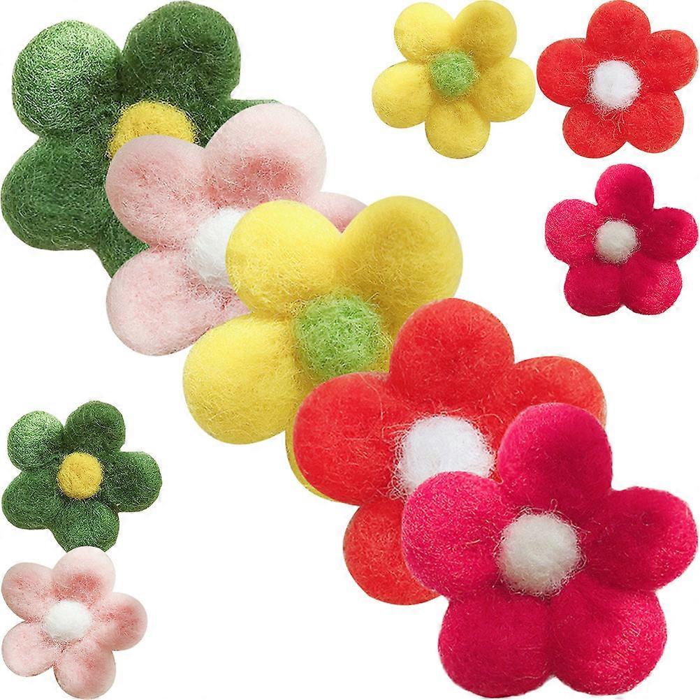 DIY Wool Flower Ornament for Craft Decoration 10Pcs Assorted