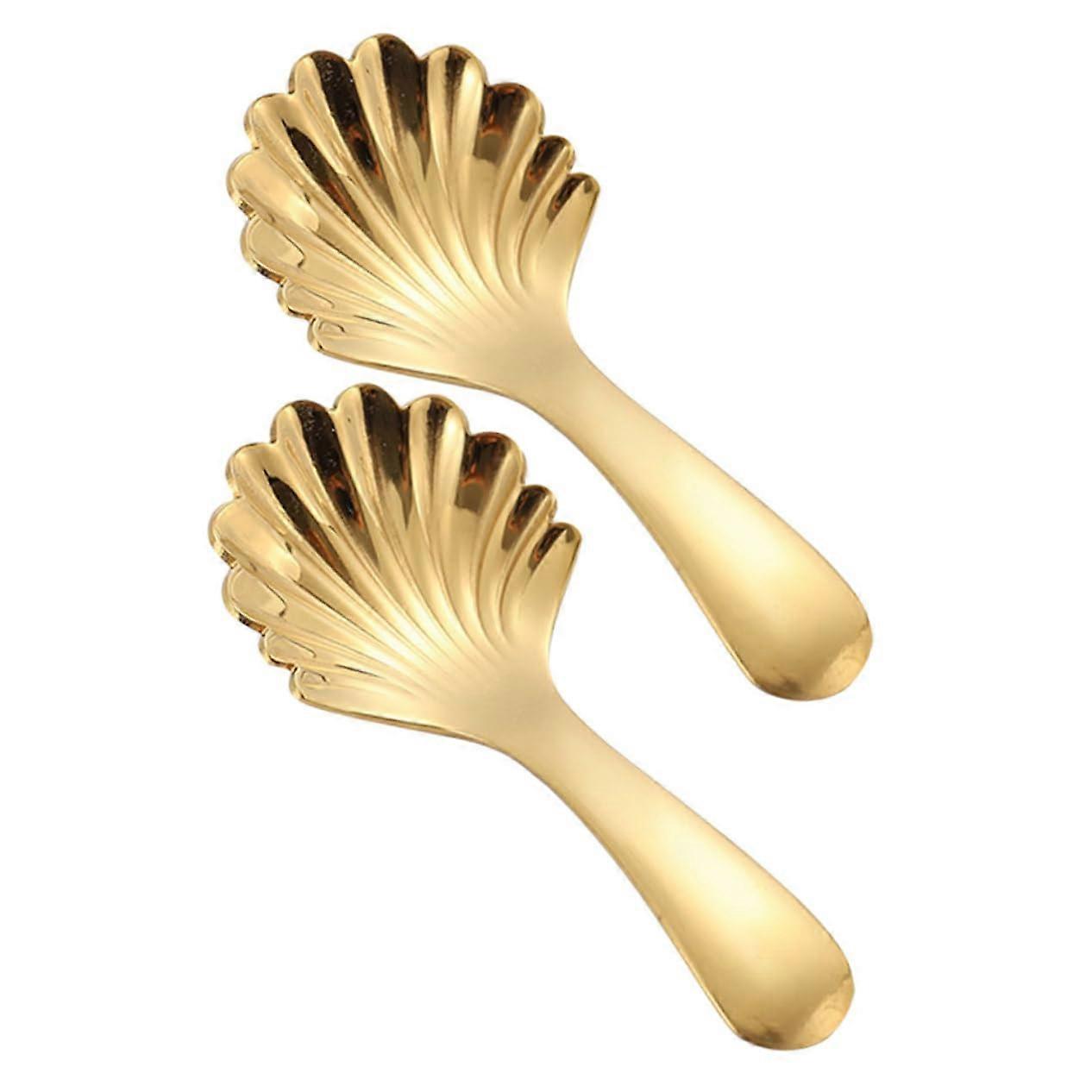 2pcs Stainless Steel Teaspoons with Thick Handle, Elegant Shell Design for Coffee, Tea, Dessert