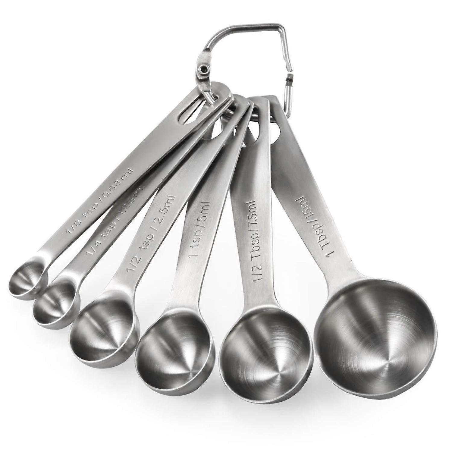 6 Pcs Stainless Steel Measuring Spoons Set for Baking and Cooking, Accurate MultiSize Tools