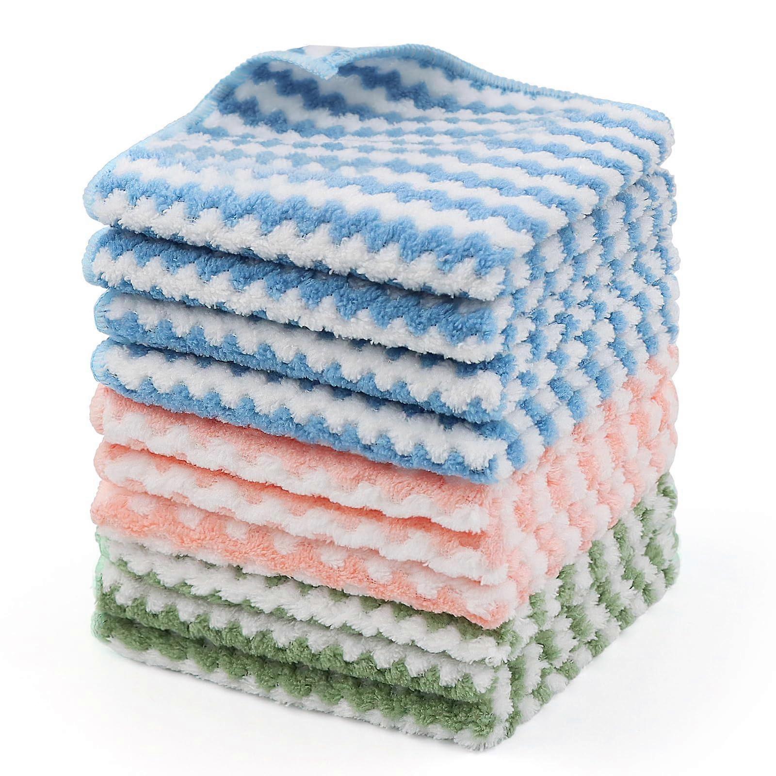 10pcs Soft Microfiber Cleaning Cloths for Kitchen,  Absorbent Lint Reusable Dish Rags