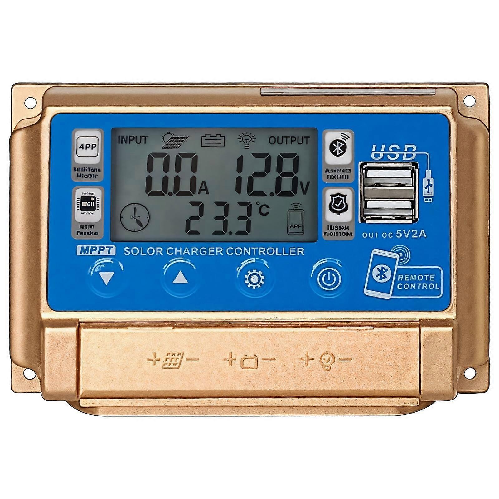 60A MPPT Solar Charge Controller 12V 24V LCD Display Dual USB Smart App Control for RV Boat