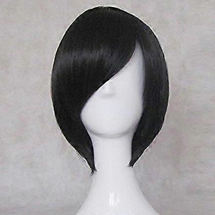 Black Cosplay Wig 35cm Heat Resistant Fiber with Adjustable Hooks