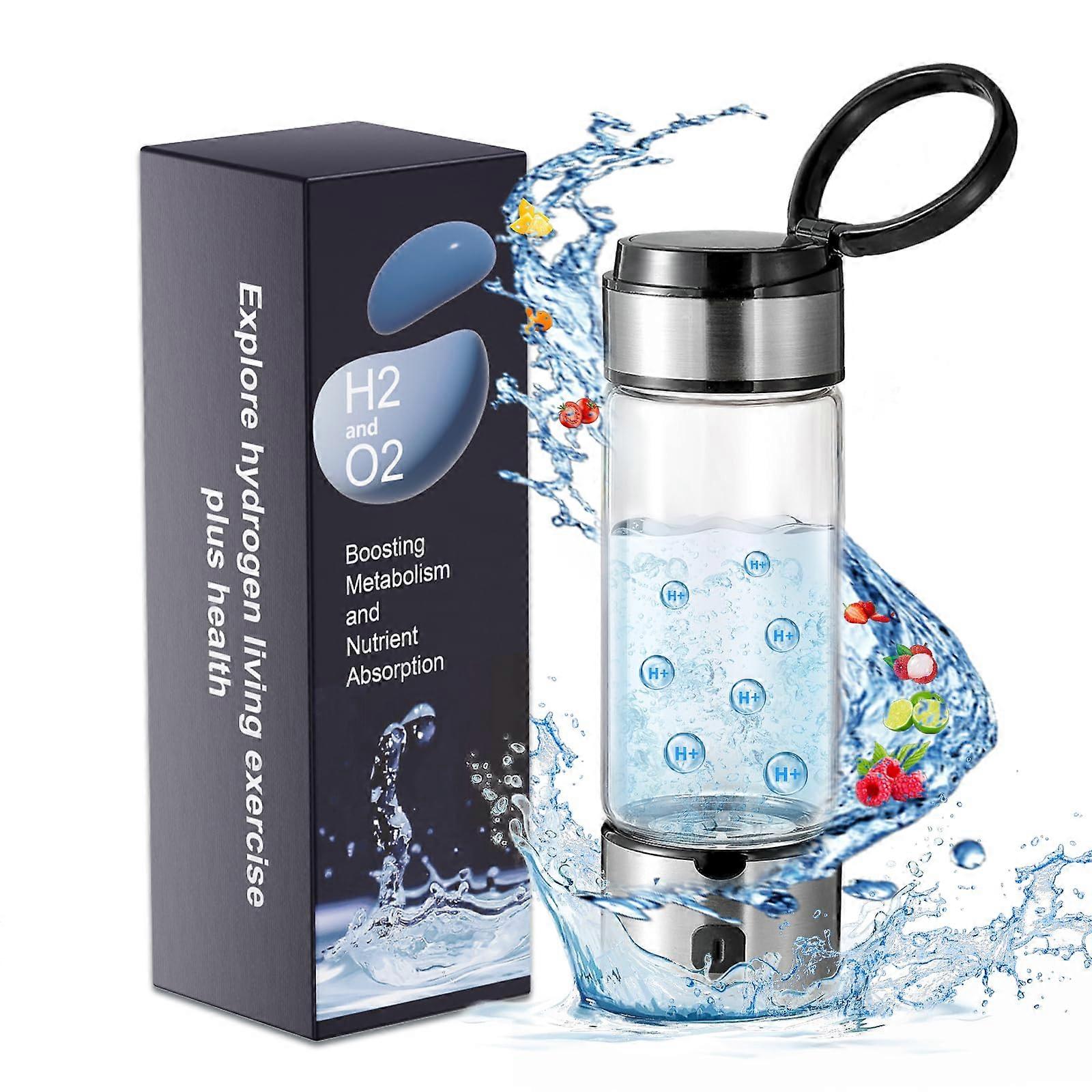 Hydrogen Water Bottle with SPE PEM Technology, Rechargeable Generator, Borosilicate Glass