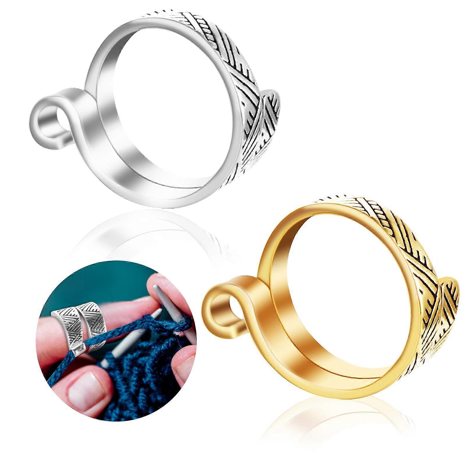 Knitting Accessories Adjustable Crochet Ring Yarn Guide Holder with Pins 2 PCS MultiColored