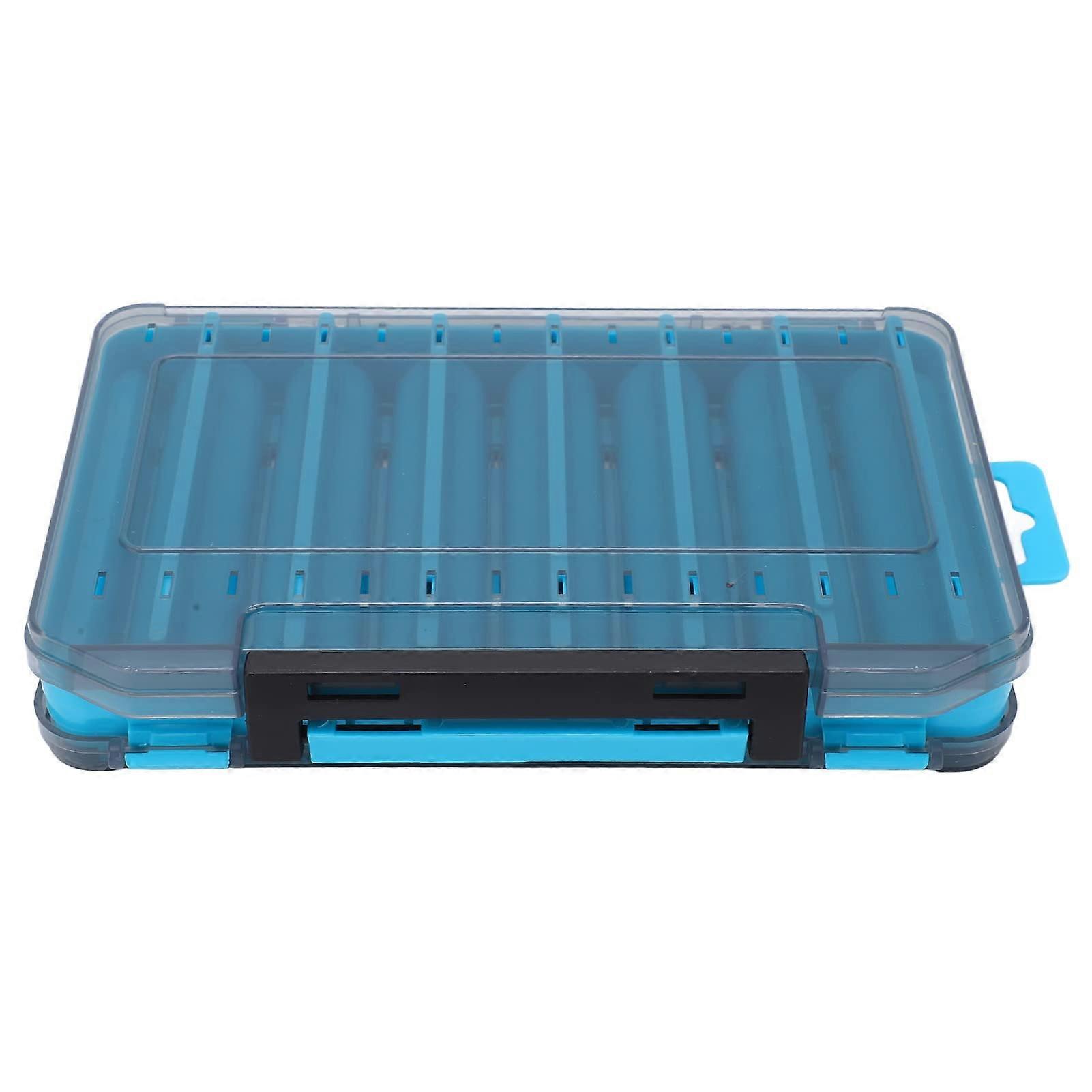 Double Sided Fishing Tackle Box with Handle Breathable Ventilation Durable Plastic Organizer Blue