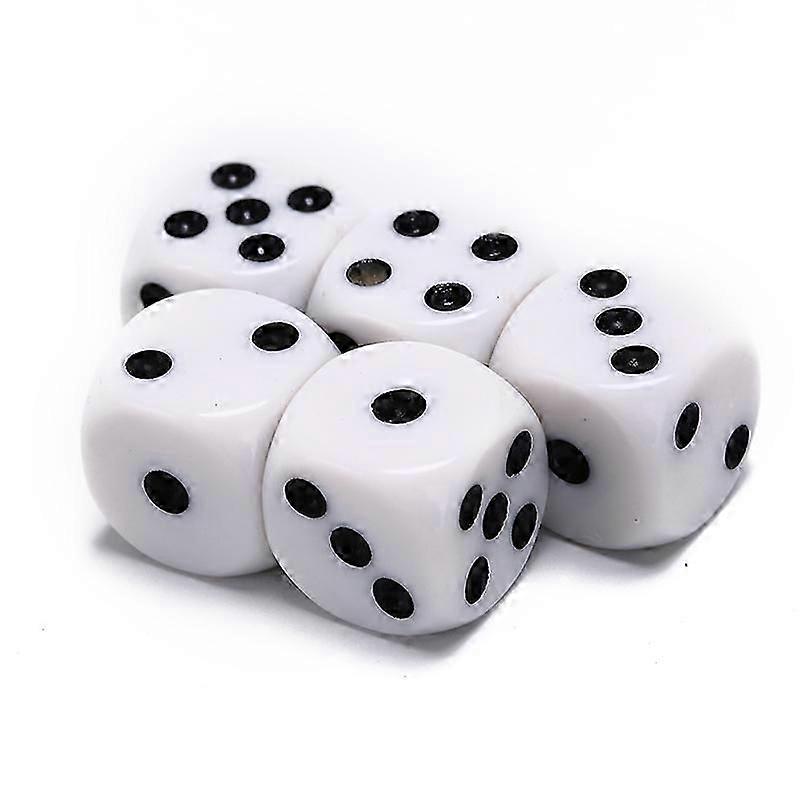10mm/16mm White Acrylic Drinking Dice Set, 5pcs for Party Games
