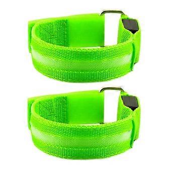 2 stks Nacht Running Arm Line LED Outdoor Sports USB Oplaadbare Polsband Veiligheid Been Waarschuwing Polsbandje Groen