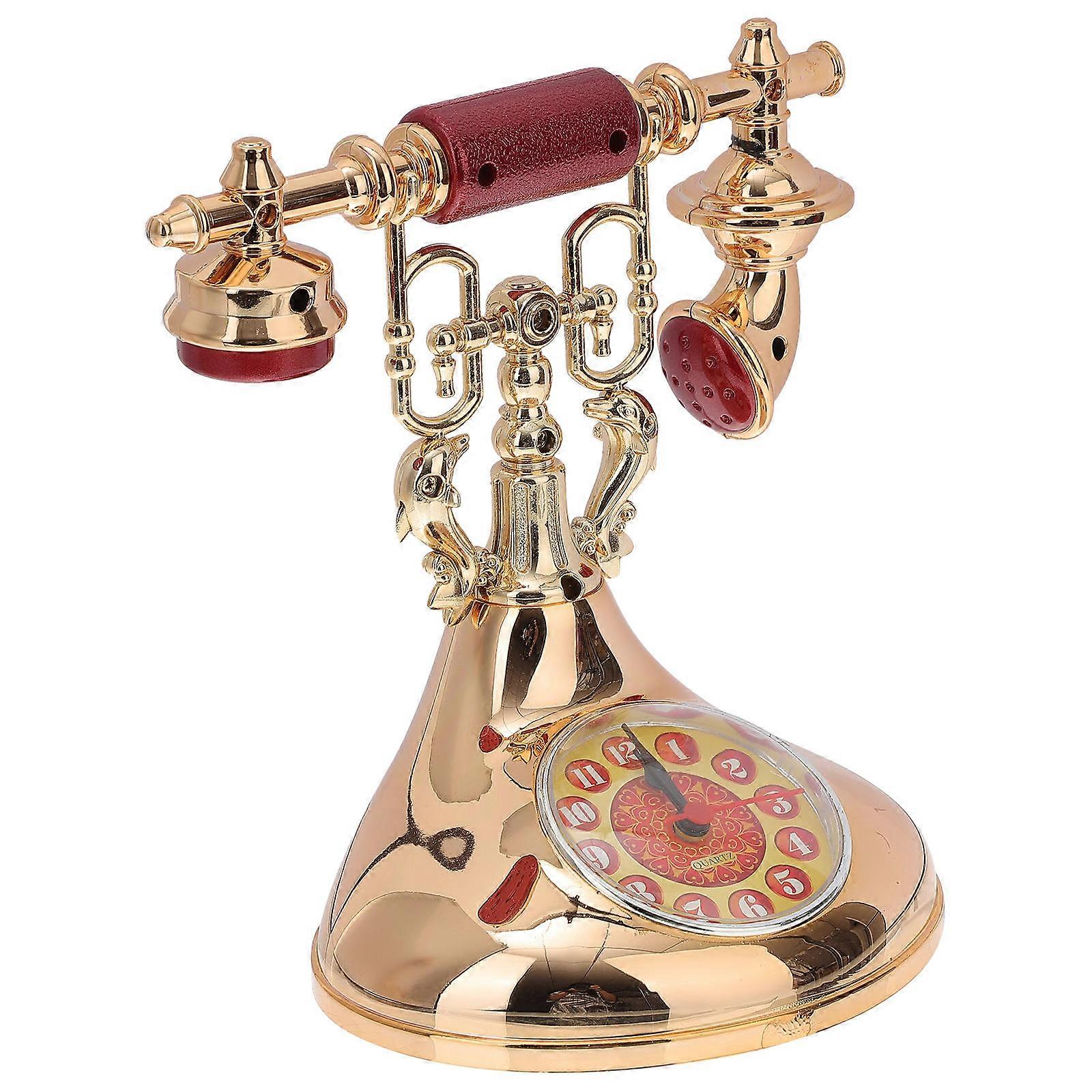 Decorative Vintage Telephone Clock for Decor Unique Desktop Clock